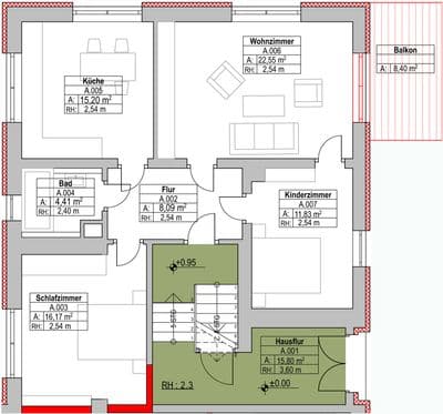 Grundriss Haus A, WE01, EG, Eigentumswohnungen Borsdorf