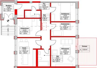 Grundriss Haus A, WE02, EG, Eigentumswohnungen Borsdorf