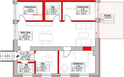 Grundriss Haus A, WE03, EG, Eigentumswohnungen Borsdorf
