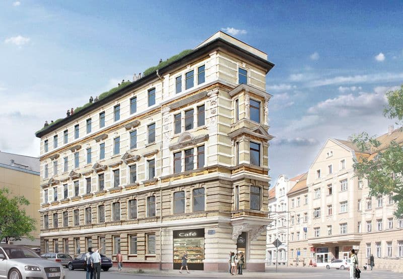 Fünfgeschossiges Gründerzeithaus mit Sandsteinfassade, Lützner Straße in Leipzig-Altlindenau