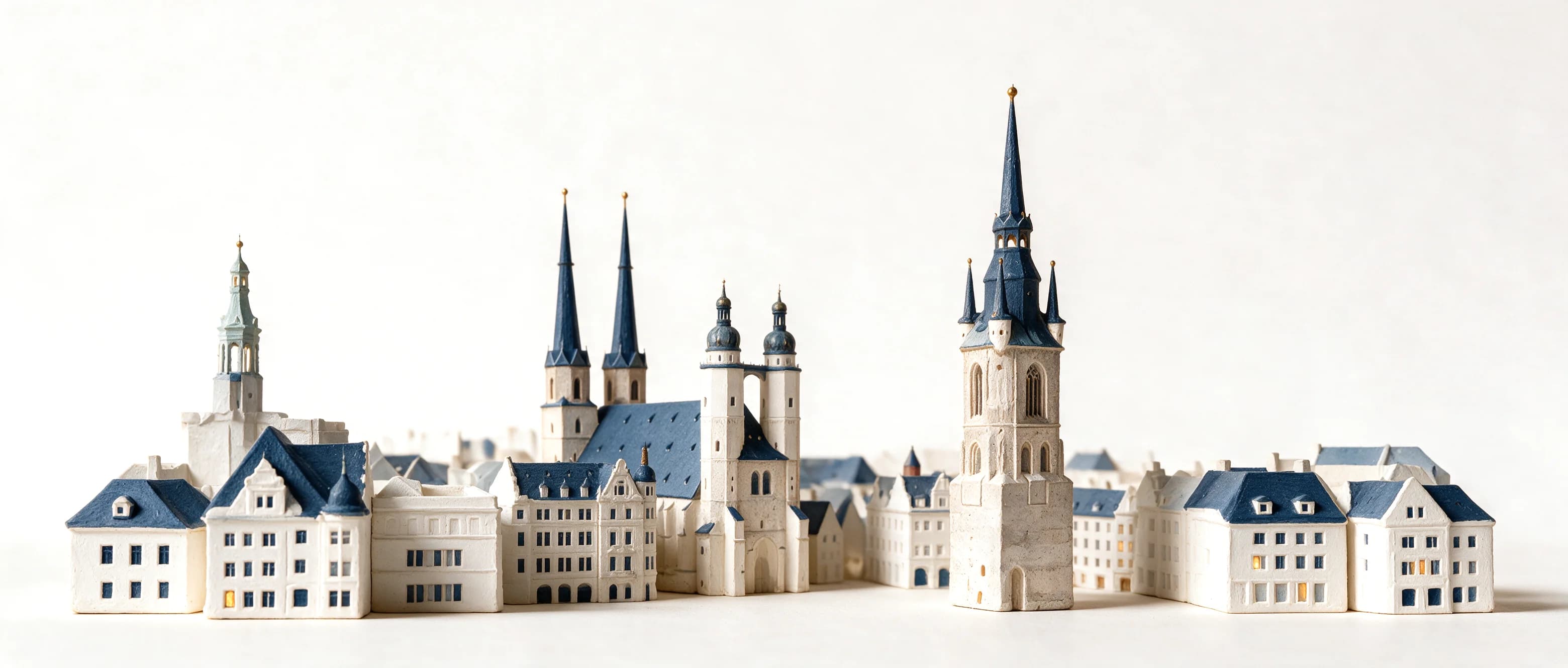 Marktplatz in Halle an der Saale zur blauen Stunde