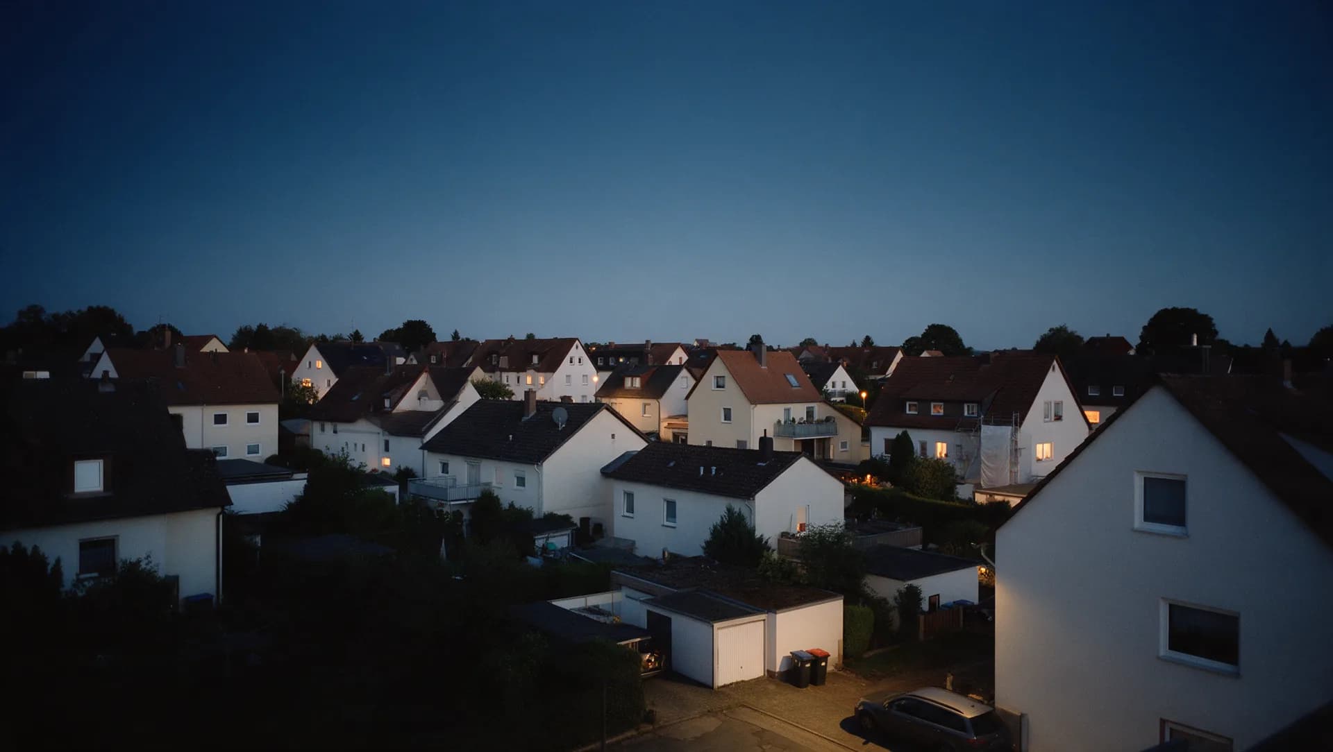 Dächer und Gärten über dem Leipziger Umland, wie sie den Ortskern von Markkleeberg prägen